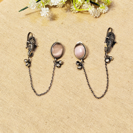"Amoura"Silver Look Alike Stone Earcuffs