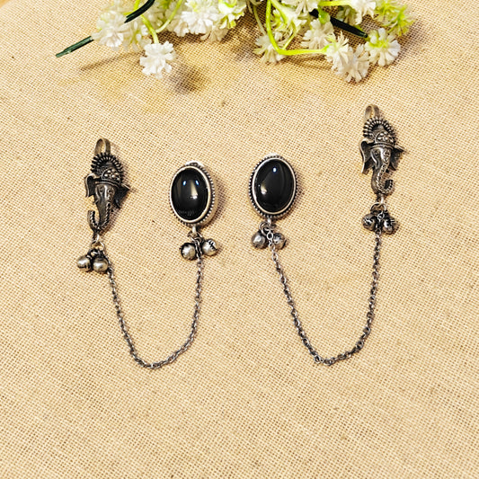 "Amoura"Silver Look Alike Stone Earcuffs