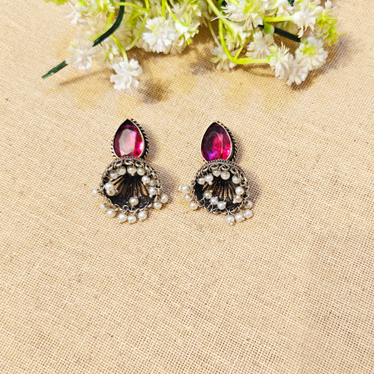 "Misty"Silver Look Alike Oxidized Earrings