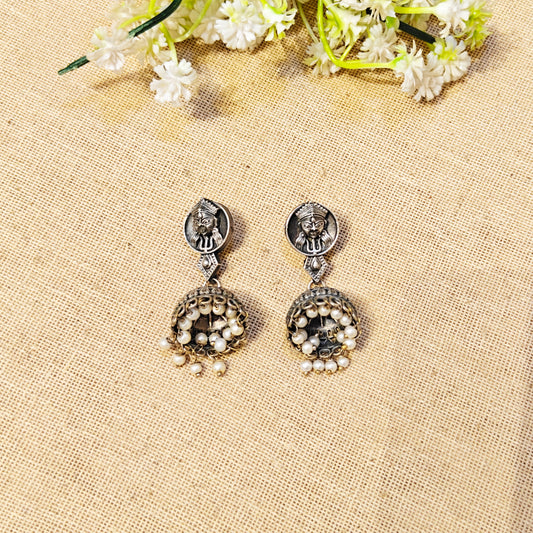 "Lunara"Silver Look Alike Oxidized Earrings
