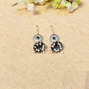 "Elva"Silver Look Alike Oxidized Dangler "Elva"Silver Look Alike Oxidized Dangler