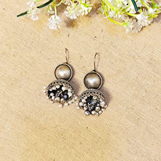 "Solene"Silver Look Alike Oxidized Dangler