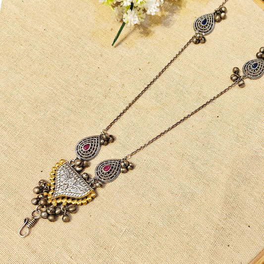 "Riva"Silver Look Alike Oxidized MobileChain