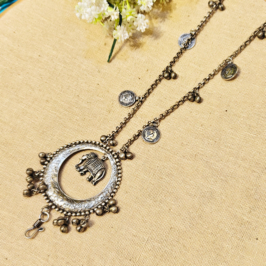 "Solara"Silver Look Alike Oxidized Mobile Chain