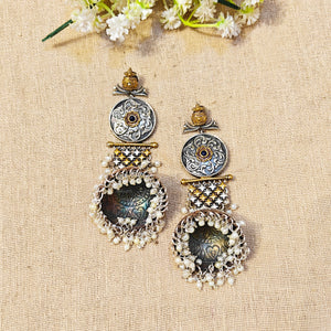 "Ilara"Silver Look Alike Dual Tone Earring "Ilara"Silver Look Alike Dual Tone Earring