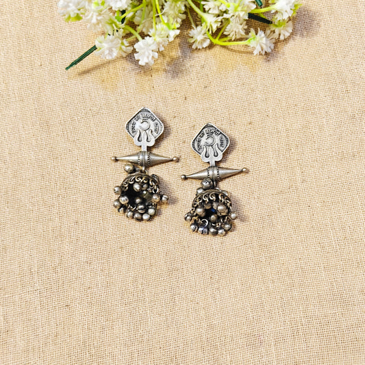 "Jivya"Silver Look Alike Oxidized Earring