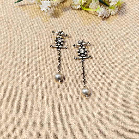 "Zara"Silver Look Alike Oxidized Earrings