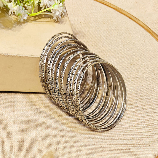 "Aarna" Silver Look Alike Oxidized Bangles