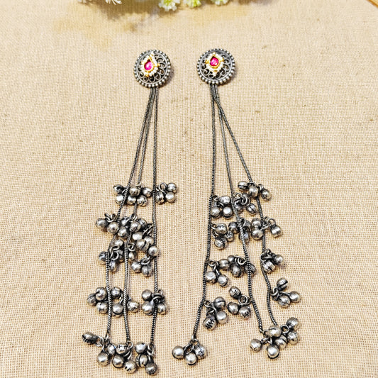 "Aroshi"Silver Look Alike Oxidized Earrings