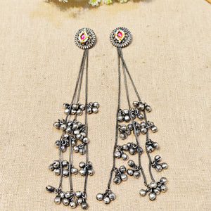 "Aroshi"Silver Look Alike Oxidized Earrings "Aroshi"Silver Look Alike Oxidized Earrings