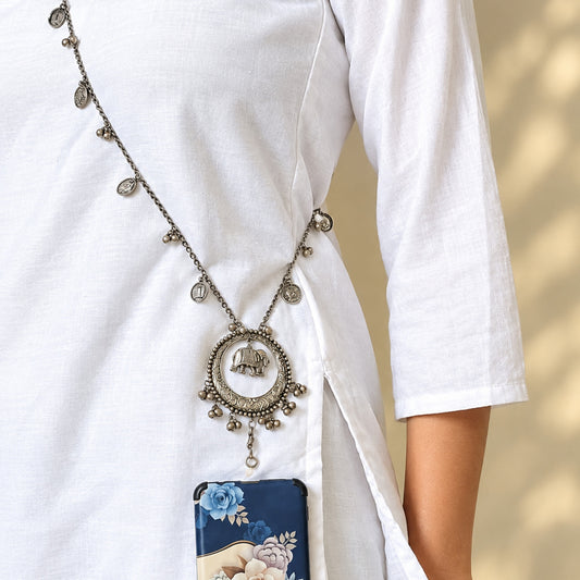 "Solara"Silver Look Alike Oxidized Mobile Chain