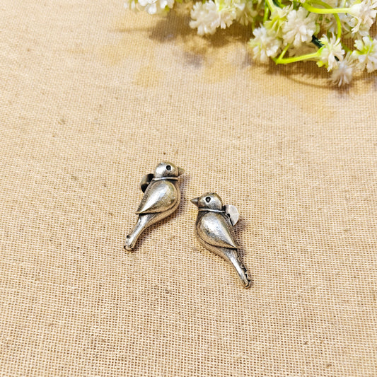 "Parrot"Silver Look Alike Oxidized Earrings
