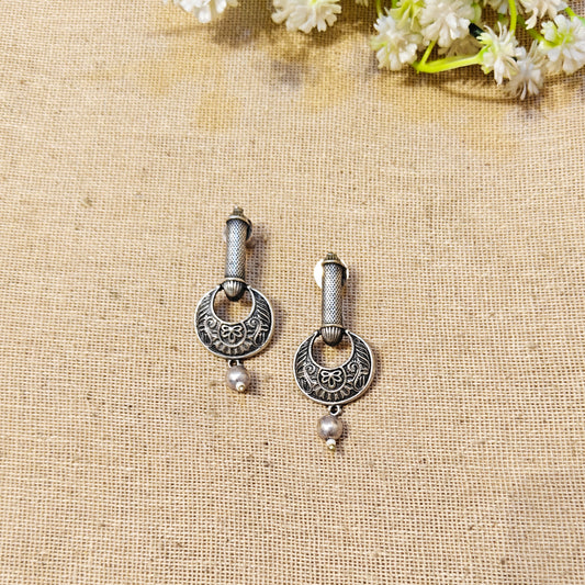 "Tilak"Silver Look Alike Oxidized Earrings