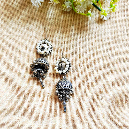 "Radha"Silver Look Alike Oxidized Dangler