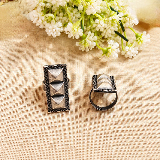 "Jivika"Silver Look Alike Oxidized Ring