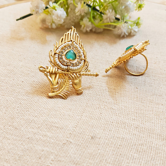 "Pihu"Silver Look Alike Gold Ring