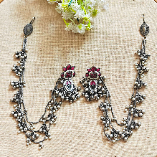"Ziva" Silver Look Alike Oxidized Earrings