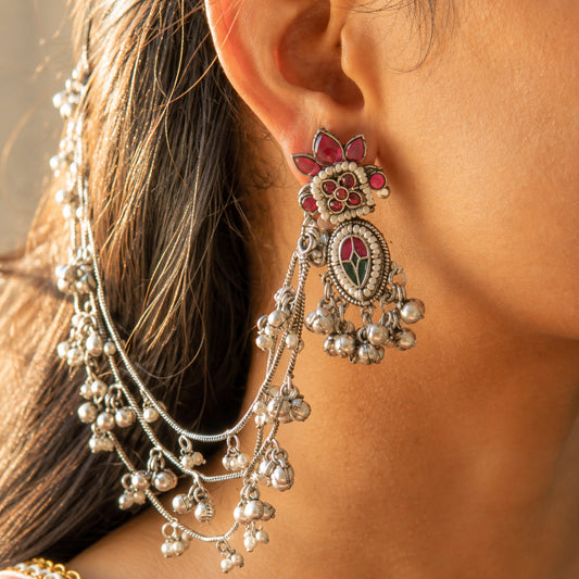 "Ziva" Silver Look Alike Oxidized Earrings