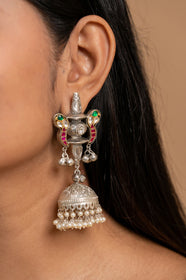 Long earring with jhumka Long earring with jhumka