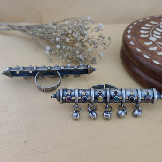 “Bansuri” Silver Look Alike Oxidised Ring