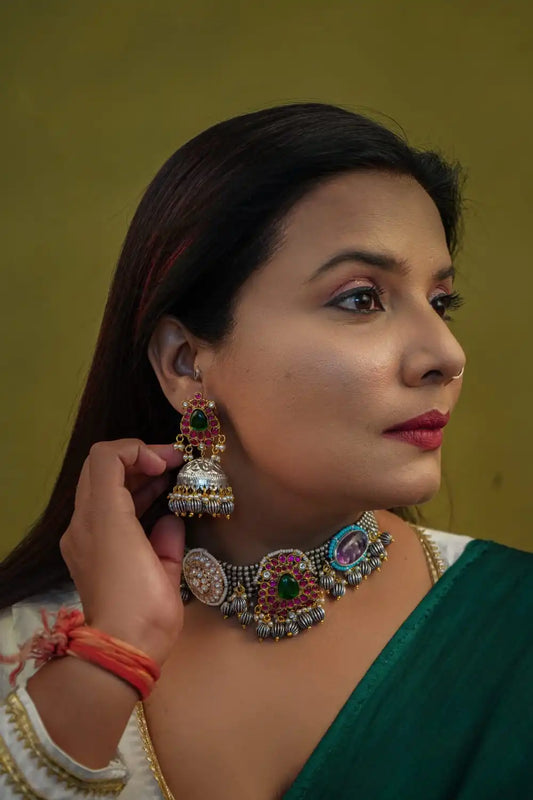 "Tejasvini" Silver Plated Necklace