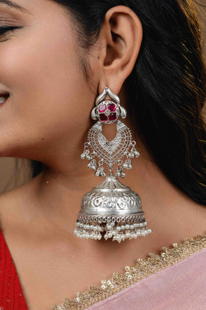 long silver jhumka earring long silver jhumka earring