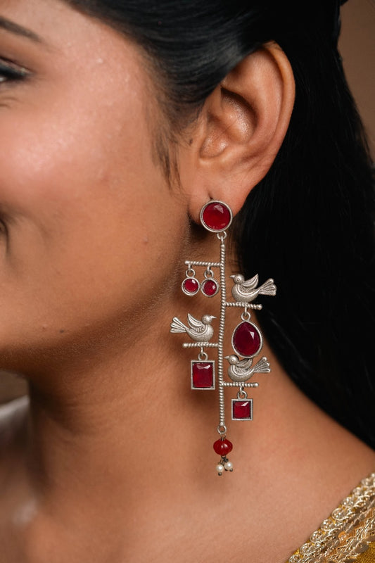 "Peazaz" Silver Look Alike Oxidized Earrings