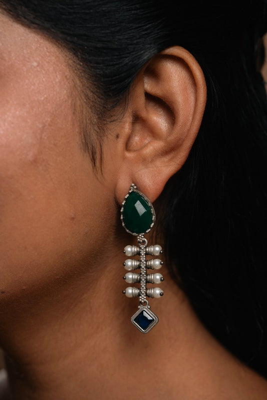 "Mystic" Silver Look Alike Stone Earrings