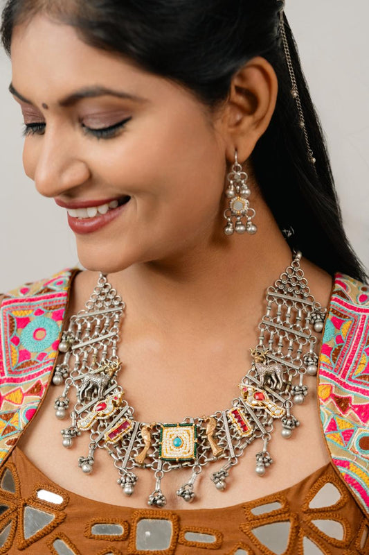 "Kanak" Silver Look Alike Kundan Studded Choker