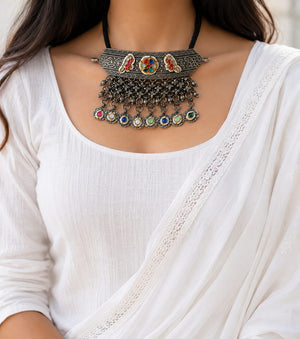 "Rusty" Silver Look Alike Kundan Oxidized Choker "Rusty" Silver Look Alike Kundan Oxidized Choker