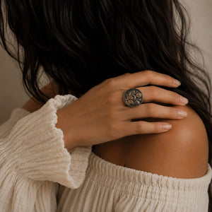 "Lotaz" Silver Look Alike Dual Tone Ring "Lotaz" Silver Look Alike Dual Tone Ring