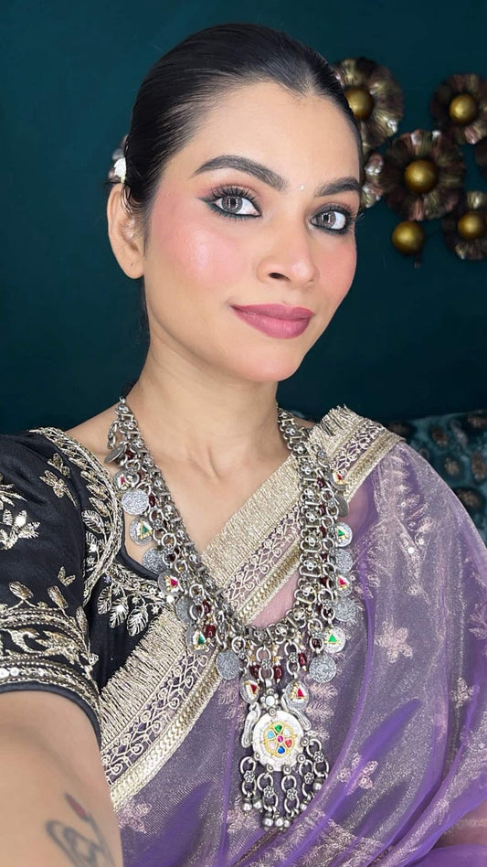 "Spaen" Silver Look Alike Kundan Choker