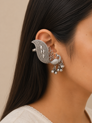 Meshva Peacock Oxidised Ethnic Navratri Earcuff Meshva Peacock Oxidised Ethnic Navratri Earcuff