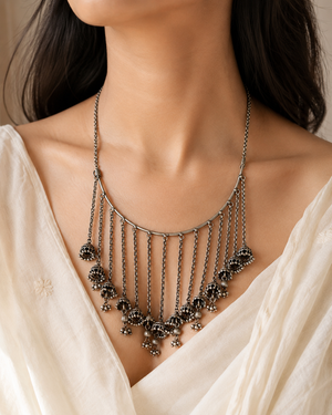 "Bansi"Silver Look Alike Oxidized Necklace "Bansi"Silver Look Alike Oxidized Necklace