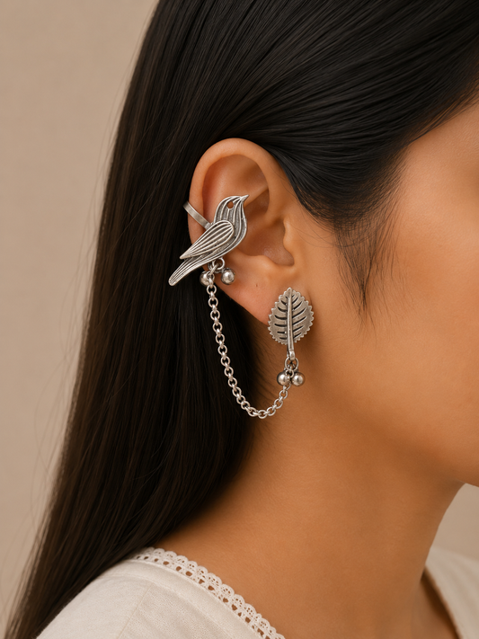 "Twizal" Silver Look Alike Hanging Earcuff