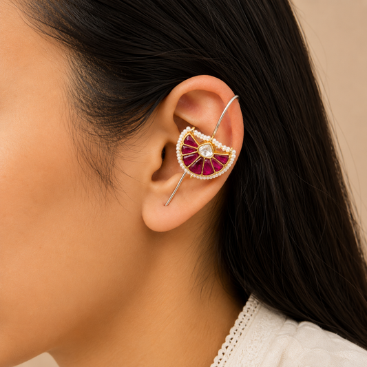 "Grace" Siver Look Alike Kundan Arrow Earcuff