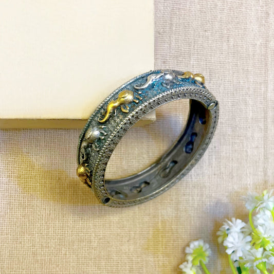 "Urban" Silver Look Alike Dual Tone Kada