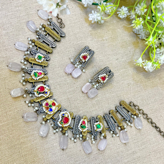 "Laurel" Silver Look Alike Kundan Choker
