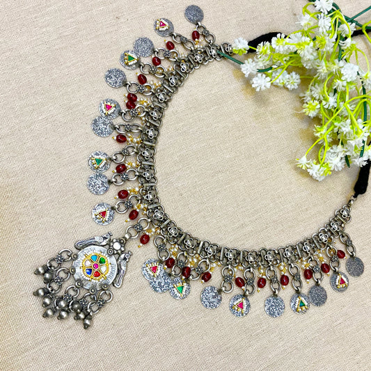 "Spaen" Silver Look Alike Kundan Choker