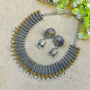Silver and gold necklace set Silver and gold necklace set