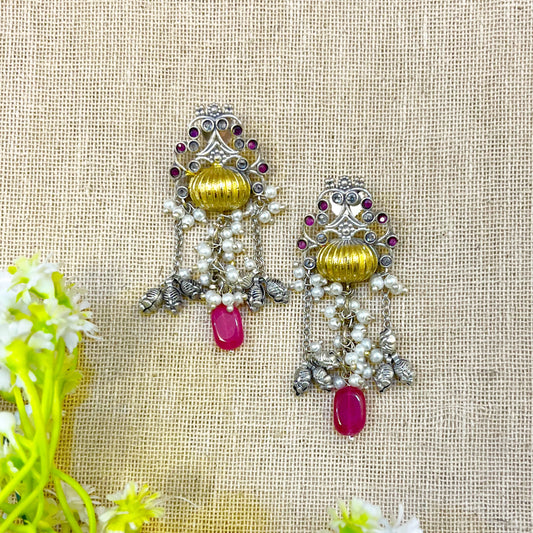 "Poppy" Silver Look Alike Oxidized Earrings