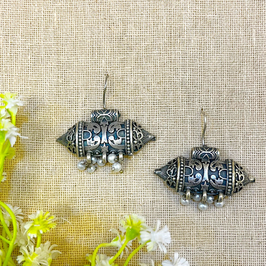"Blaze" Silver Look Alike Oxidized Dangler