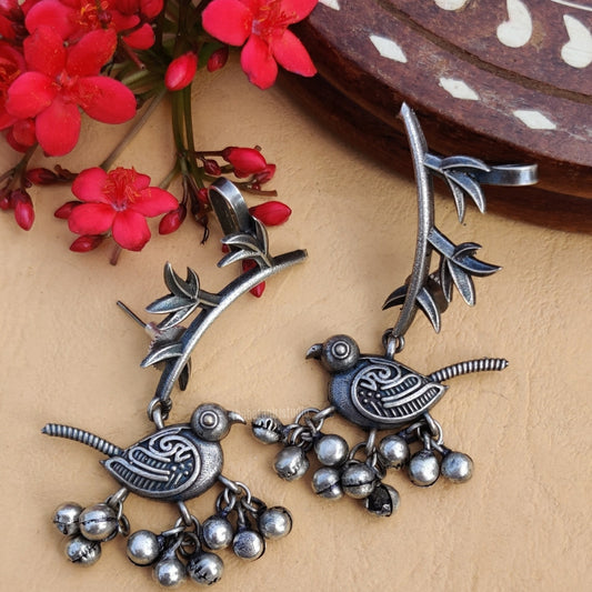 “GhughrooChakli” Silver Look Alike Oxidised Earcuff