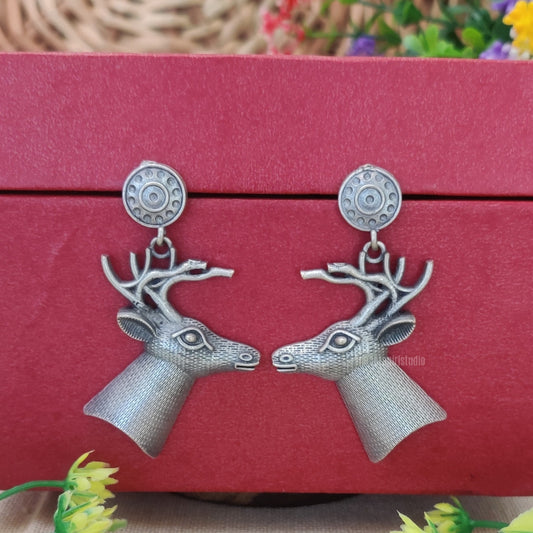 "Fawn Fancy" Silver look alike Oxidised Earrings