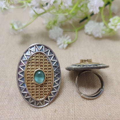 "Dune" Silver look Alike Dual Tone Ring