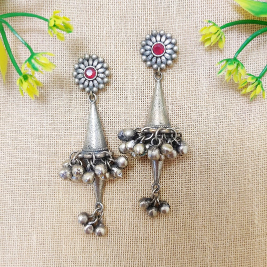 "Diamond Ghungruu" Silver look Alike Earrings
