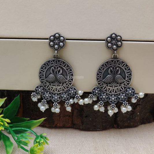 "Mayuri" Silver Look Alike Dual Tone Earrings