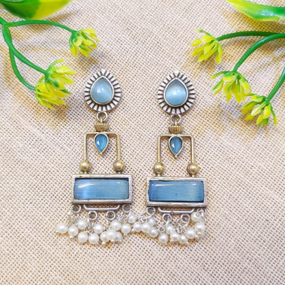 Sky Blue Dual Tone Earring