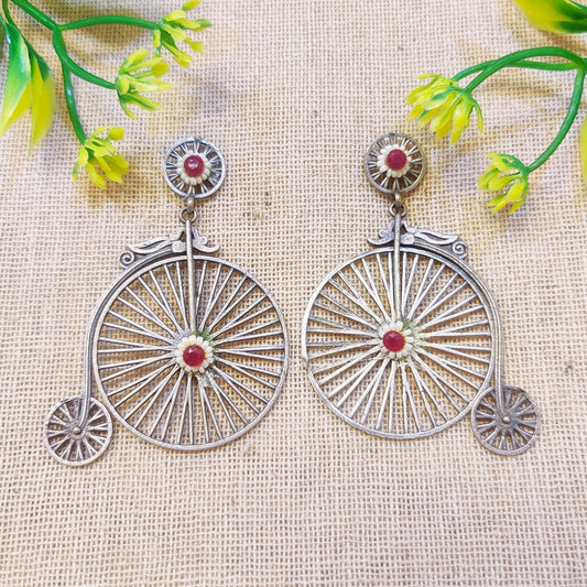 "Bicy" Silver Look Alike Kundan Earrings