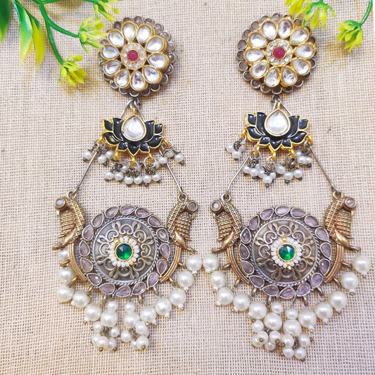 "Golakh" Silver Look Alike Kundan studded Earring